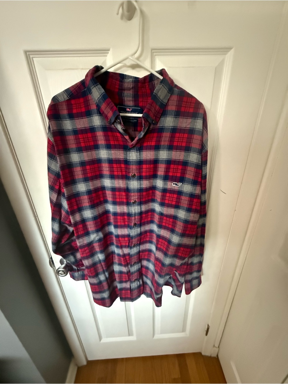 Vineyard Vines Red and Navy Plaid Button-Down Shirt